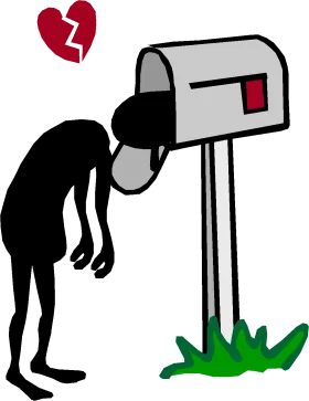 Heartbroken Stick Figure Checking Mailbox - Emotional Storytelling Clipart Design