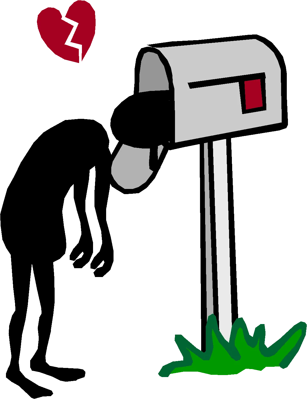 Heartbroken Stick Figure Checking Mailbox - Emotional Storytelling Clipart Design