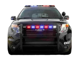 High-Contrast Police Interceptor Vehicle Clipart with Emergency Lights Activated