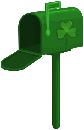 Lucky Green Shamrock Mailbox Clipart Design for St. Patrick's Day Celebrations