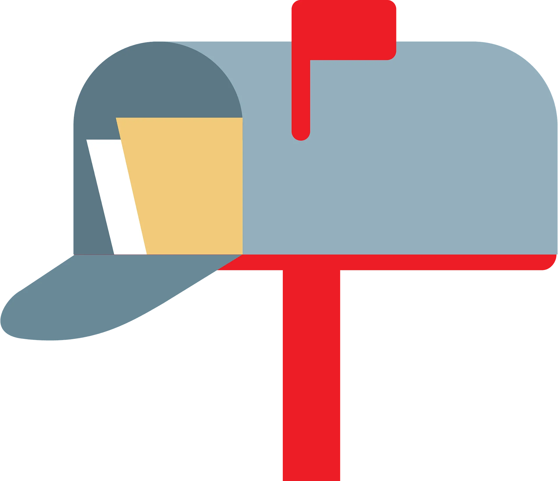 Minimalist Mailbox Clipart Design with Stylized Flag and Letter Illustration