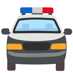 Minimalist Police Patrol Vehicle Front View Cartoon Clipart Design