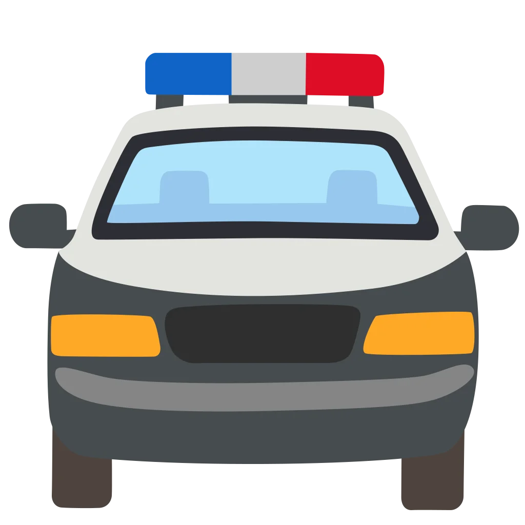 Minimalist Police Patrol Vehicle Front View Cartoon Clipart Design
