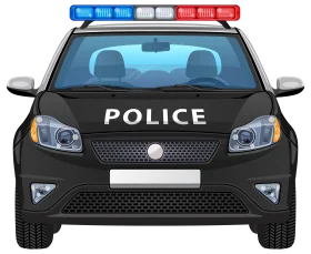 Modern Black and White Police Patrol Vehicle Clipart Design with Emergency Lights