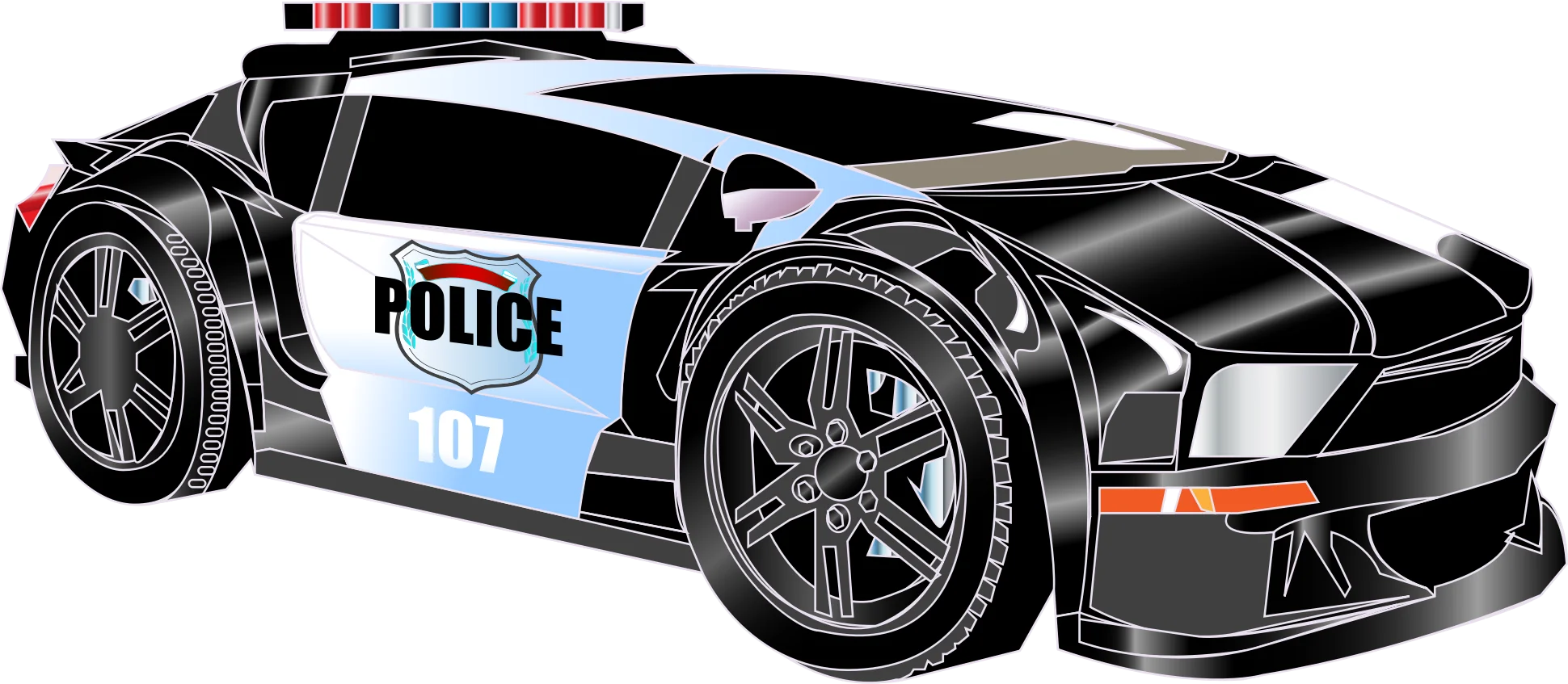 Modern High-Tech Police Interceptor Muscle Car Clipart Illustration