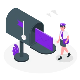 Modern Isometric Mailbox Clipart with Postal Worker Delivering Correspondence