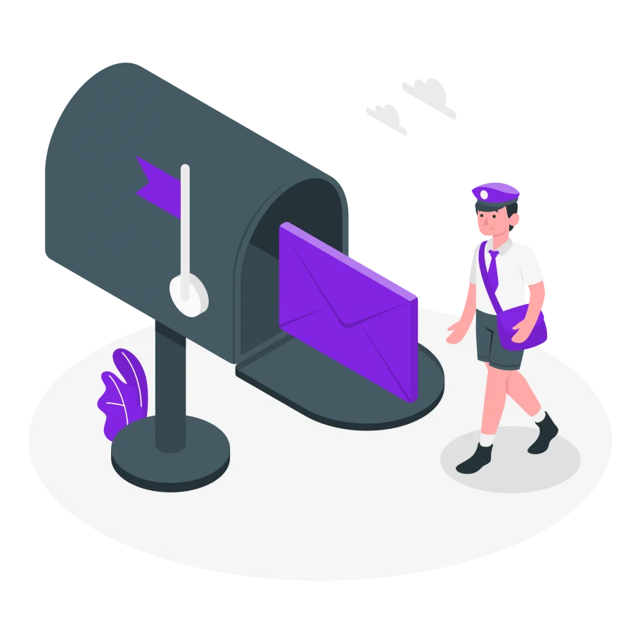 Modern Isometric Mailbox Clipart with Postal Worker Delivering Correspondence