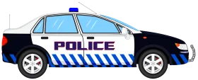 Modern Police Patrol Vehicle Clipart Illustration with Bold Blue and White Design
