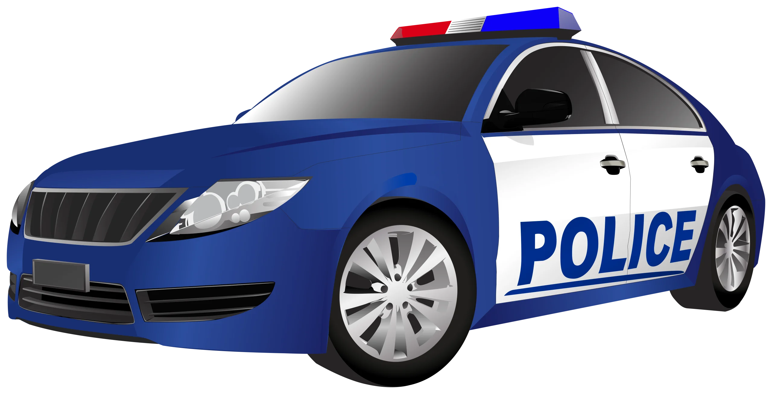 Professional Blue and White Police Patrol Vehicle Clipart Illustration Design