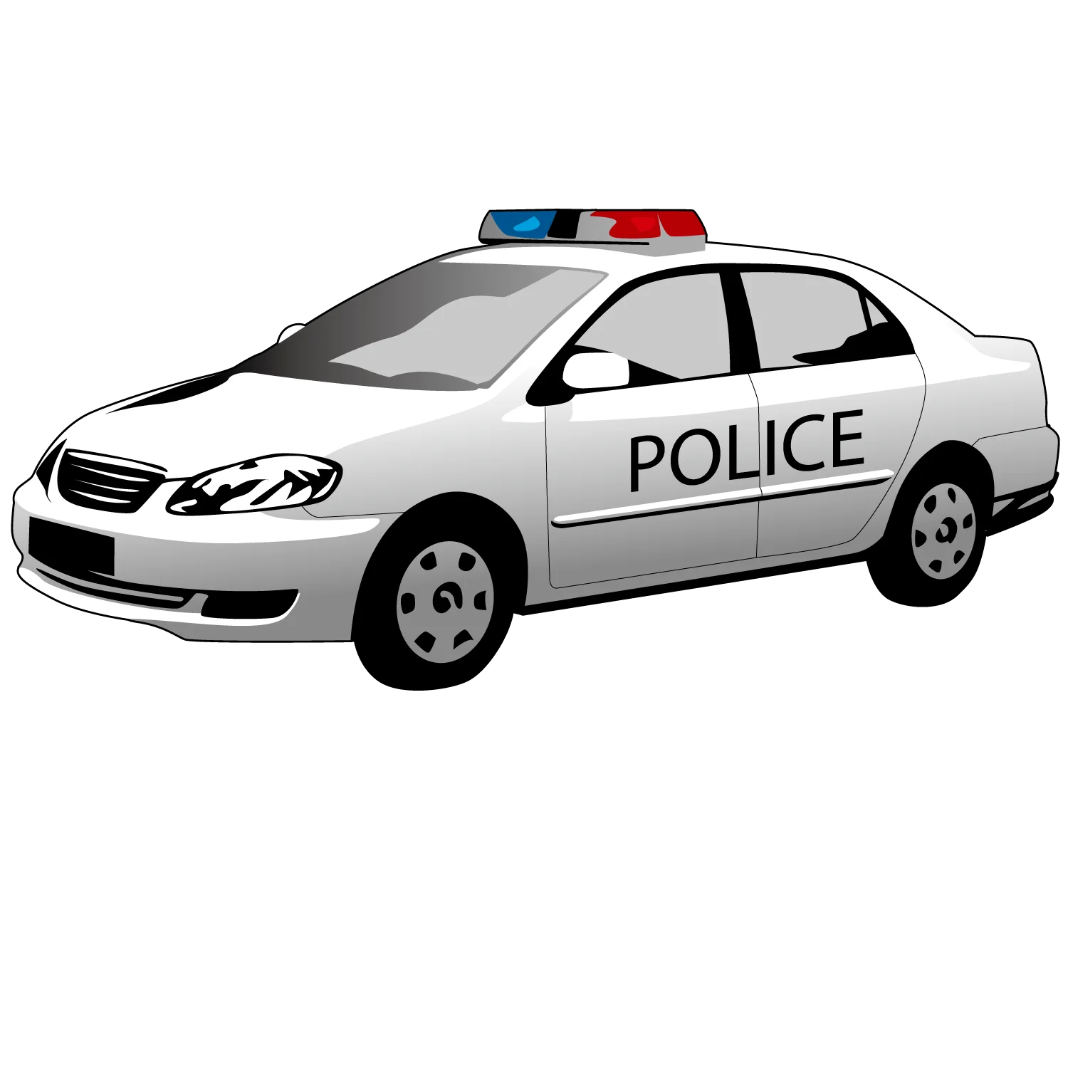 Realistic Black and White Police Car Clipart Illustration Design