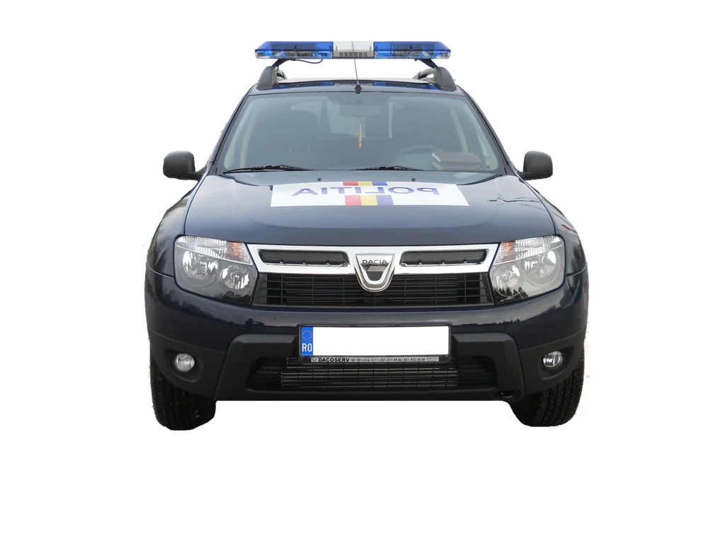 Realistic Police SUV Clipart with Blue Emergency Lights and Modern Design