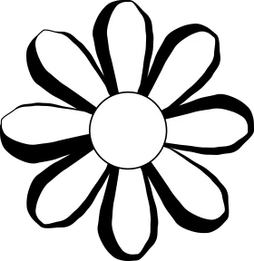 Simple Black and White Daisy Flower Outline Clipart Design for Creative Projects