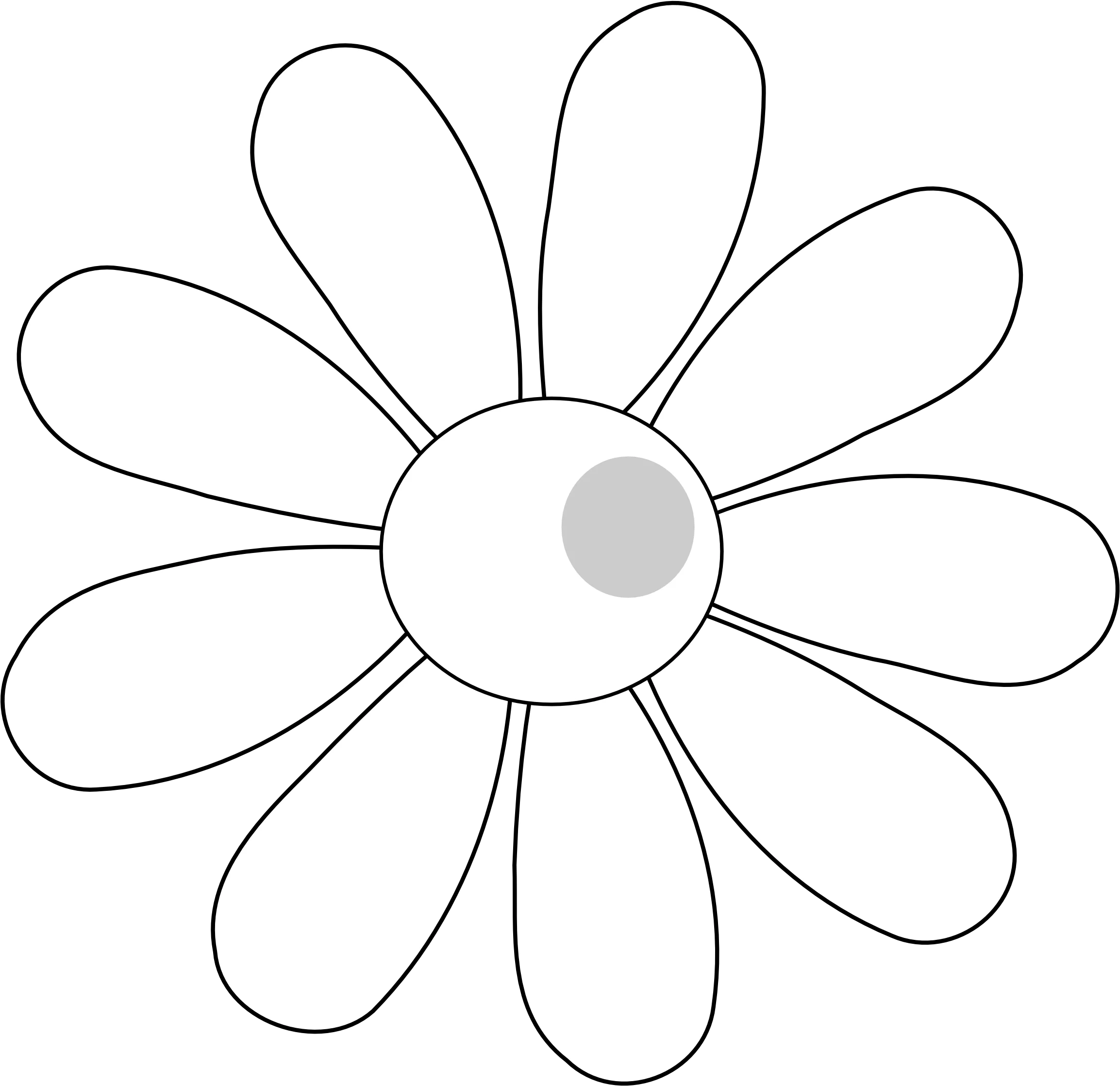 Simple Black and White Daisy Flower Outline Clipart for Design Projects