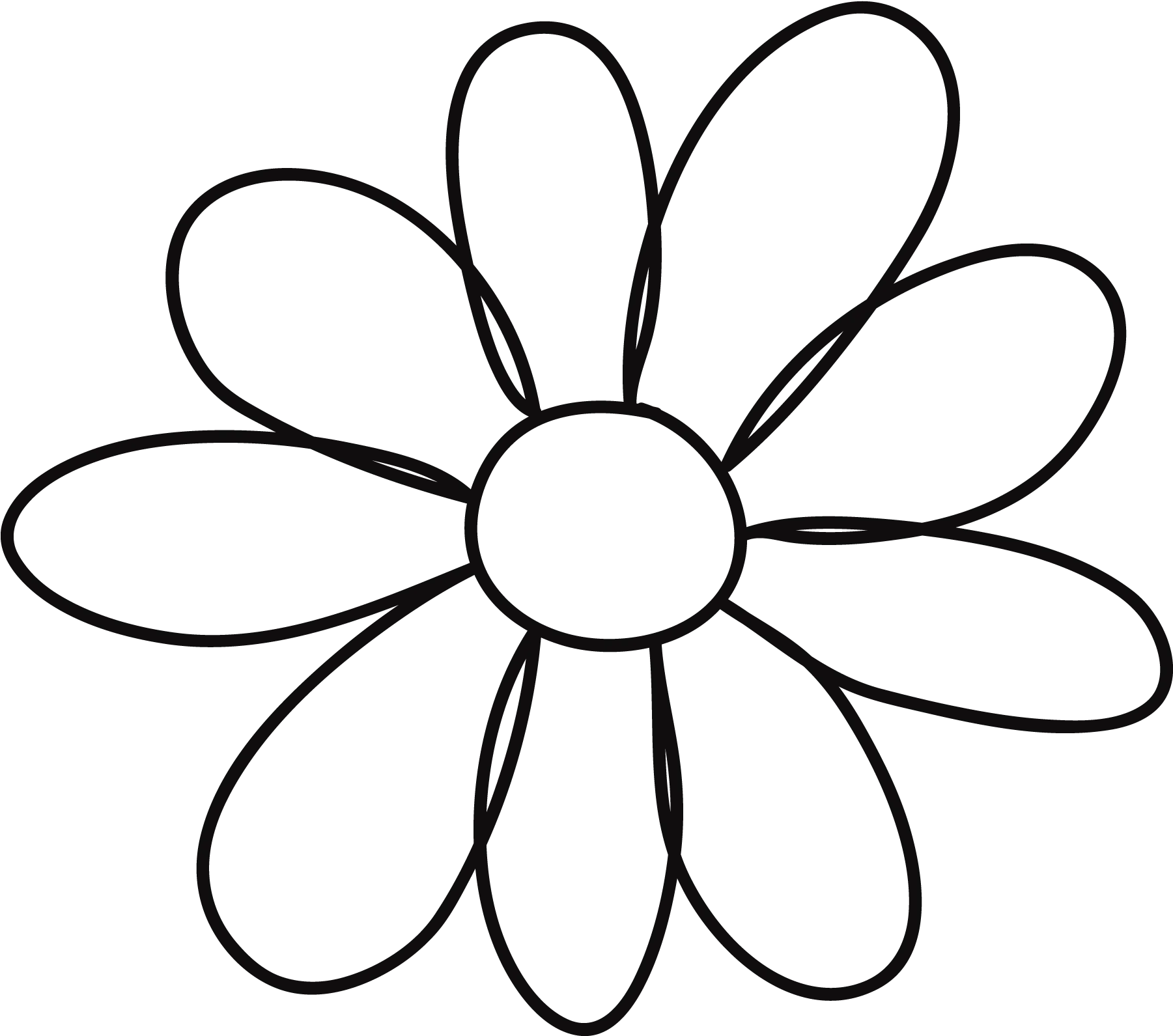 Simple Black and White Daisy Flower Outline Clipart for Creative Projects