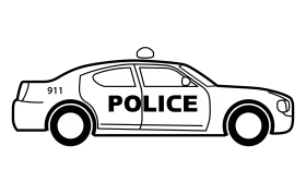 Simple Black and White Police Car Clipart Design for Various Print Projects
