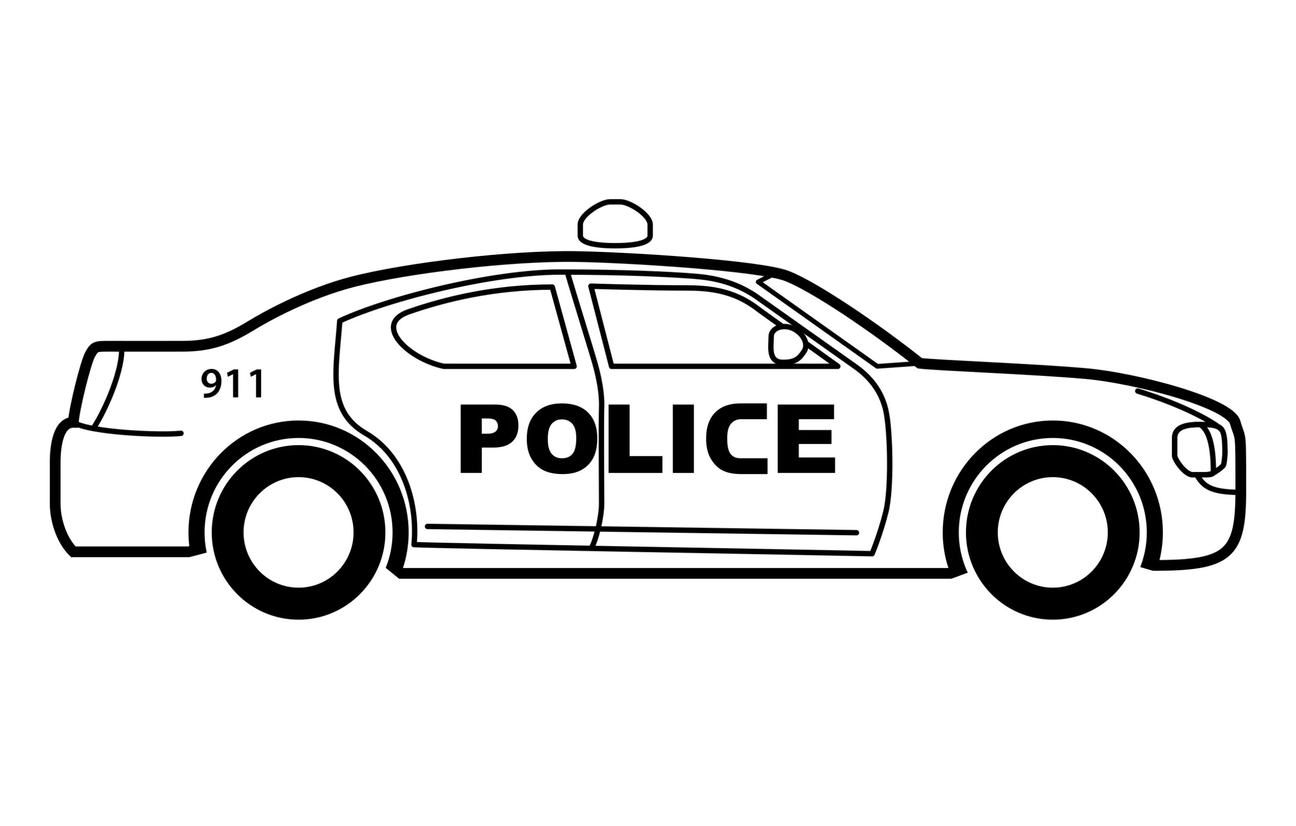 Simple Black and White Police Car Clipart Design for Various Print Projects