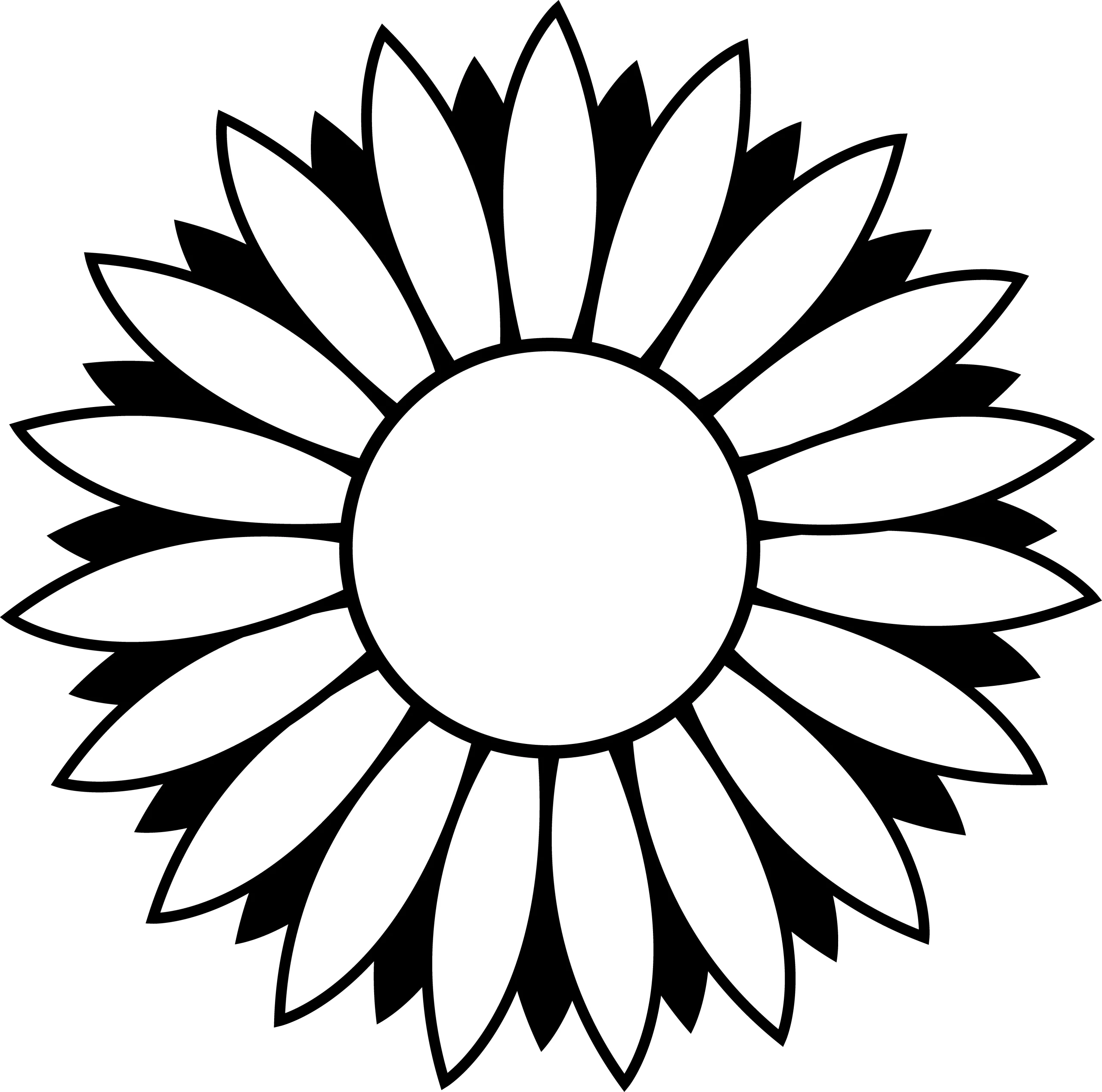 Simple Black and White Sunflower Silhouette Clipart Design for Creative Projects