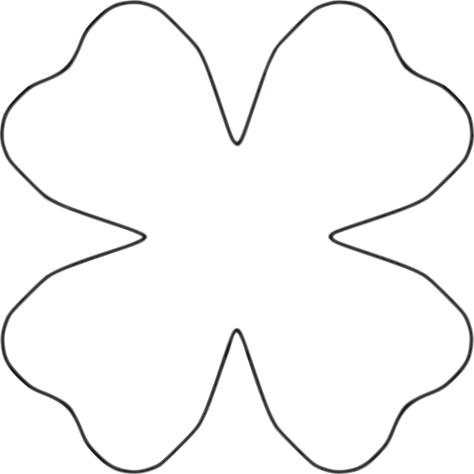 Simple Five-Petal Flower Outline Clipart - Minimalist Symmetrical Design