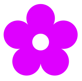 Simple Five-Petal Magenta Flower Geometric Clipart Design with Clean Minimalist Style