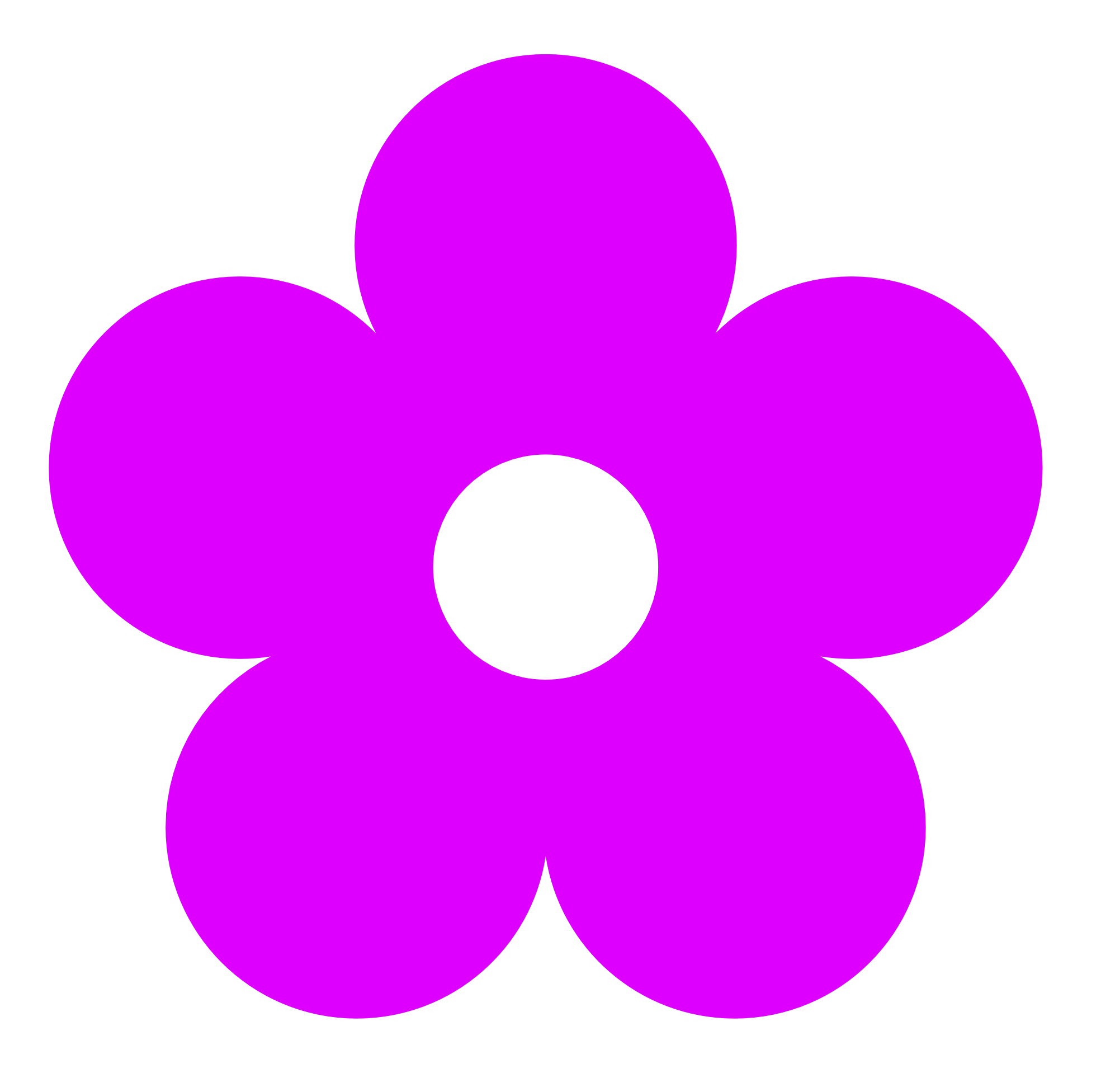 Simple Five-Petal Magenta Flower Geometric Clipart Design with Clean Minimalist Style