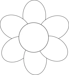 Simple Six-Petal Flower Outline Clipart with Symmetrical Soft Curves