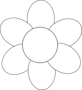 Simple Six-Petal Monochrome Flower Outline Clipart Design for Creative Projects