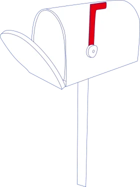 Simple White Rural Mailbox Clipart Design with Classic Red Flag