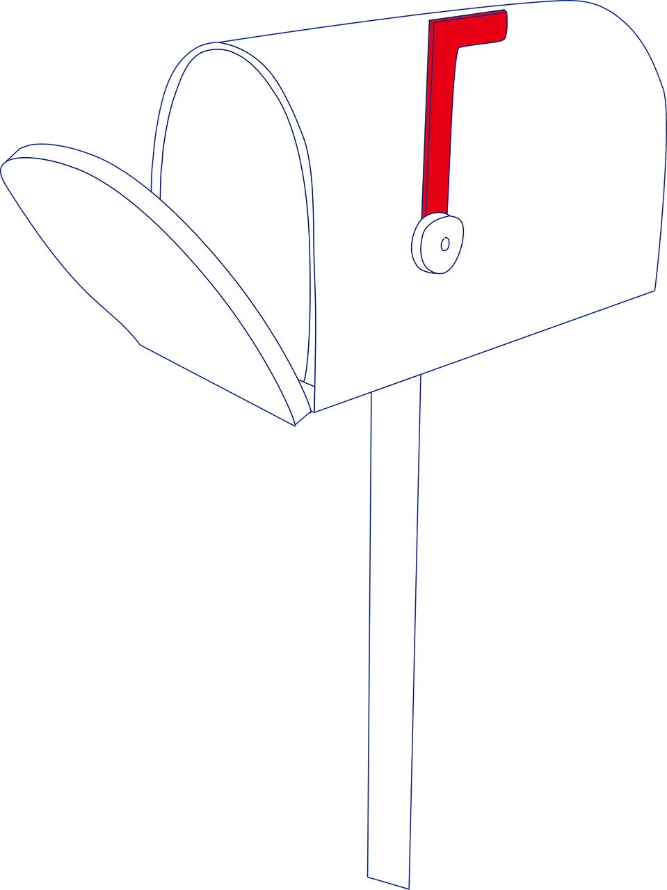Simple White Rural Mailbox Clipart Design with Classic Red Flag
