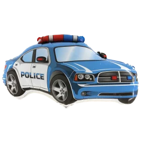 Stylish Blue and White Law Enforcement Vehicle Cartoon Clipart Illustration
