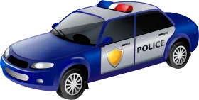 Stylized Blue and White Police Patrol Vehicle Clipart Illustration