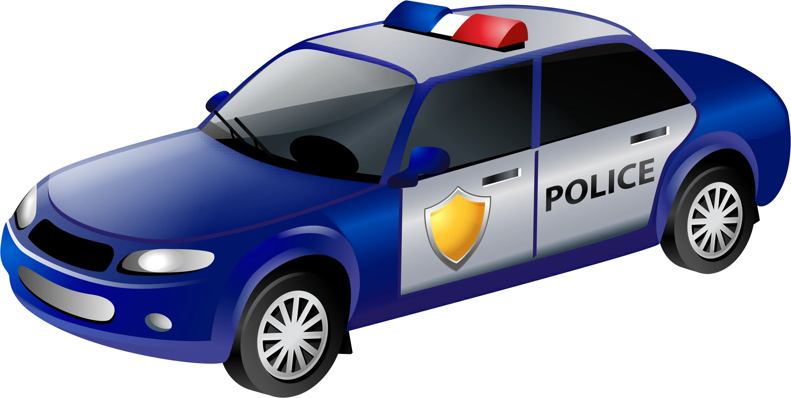 Stylized Blue and White Police Patrol Vehicle Clipart Illustration