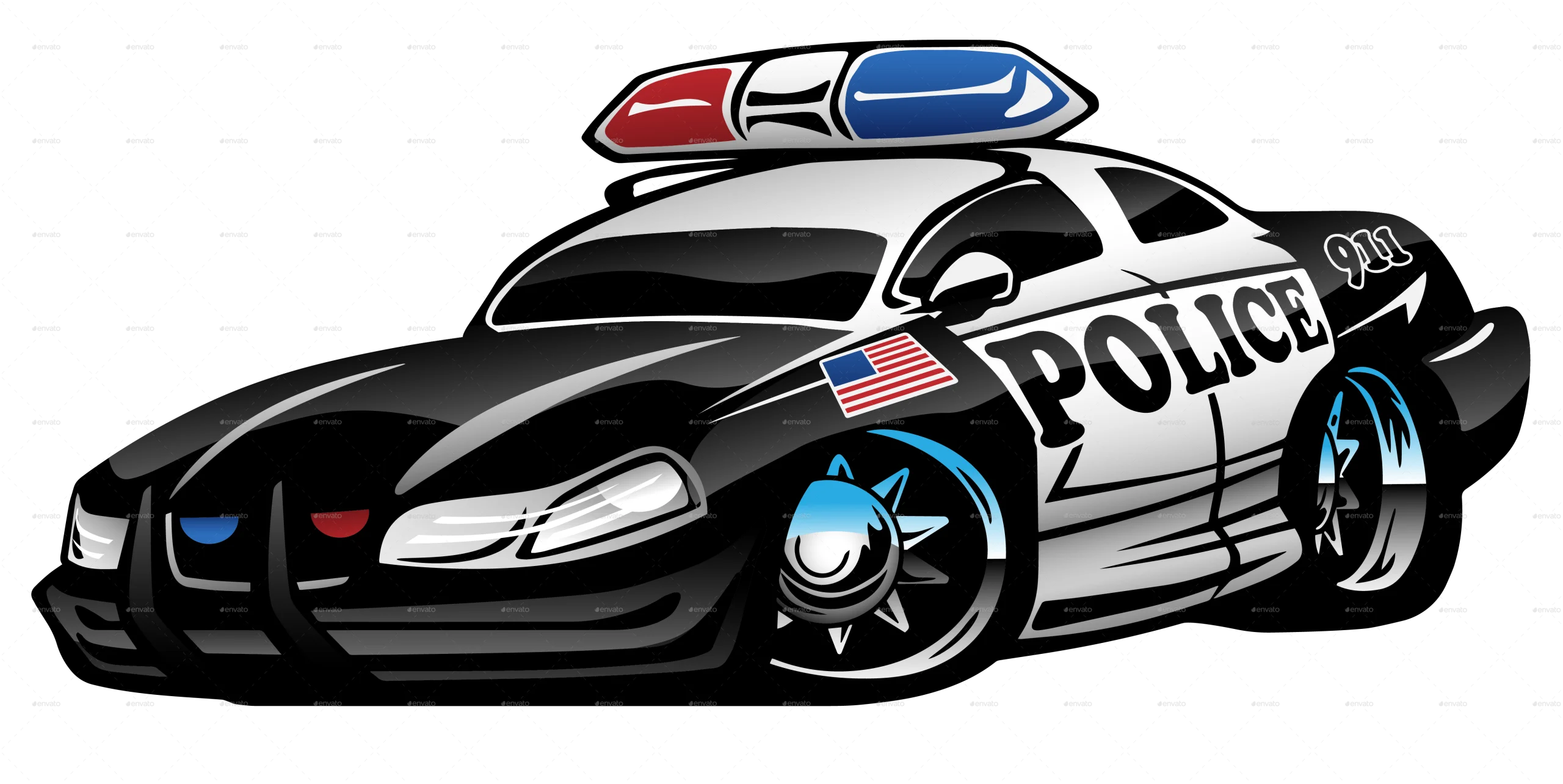 Stylized Police Interceptor Cartoon Clipart with Dynamic Action Design