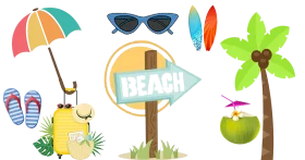 Tropical Beach Vacation Paradise Summer Clipart Collection