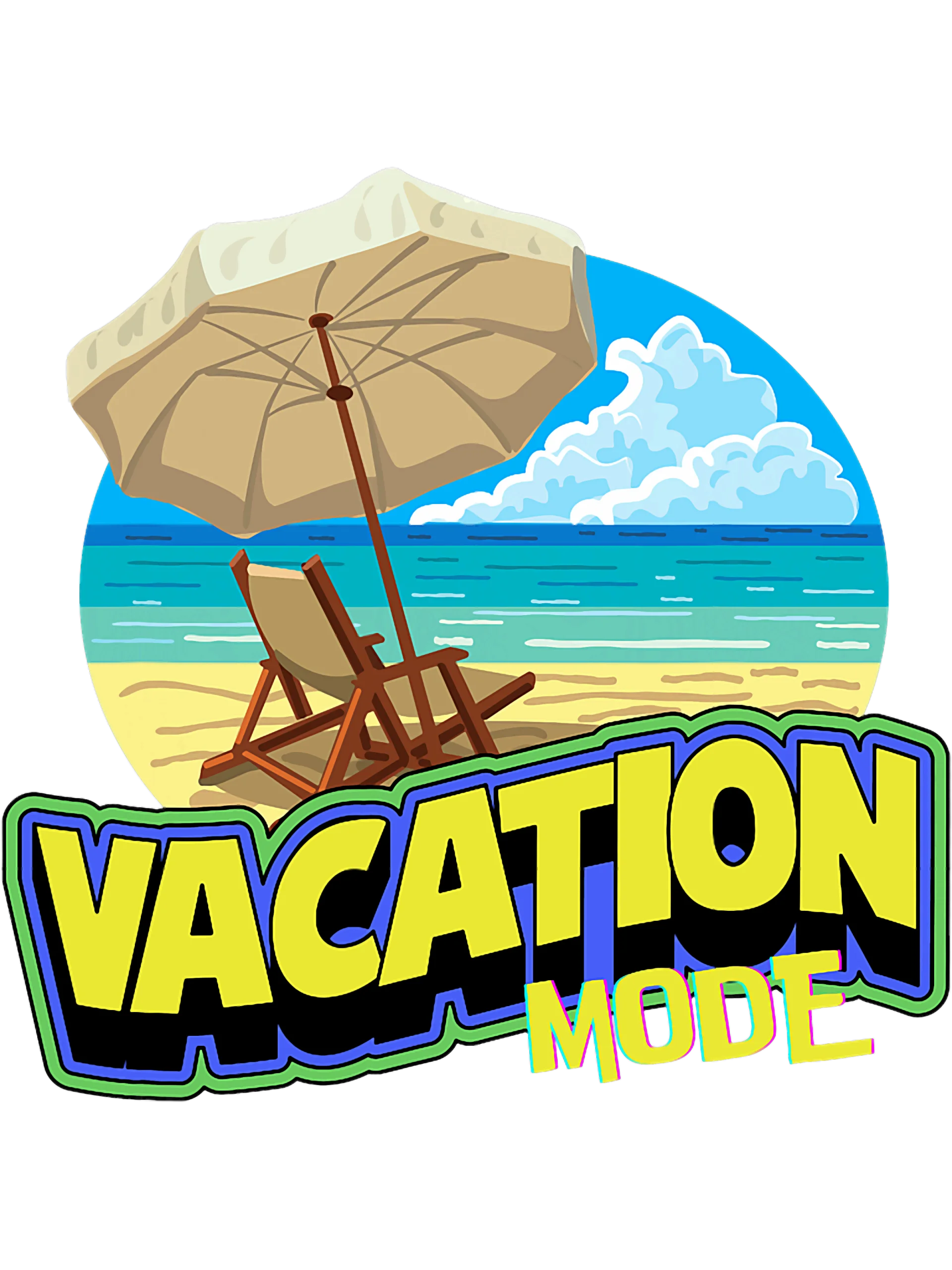 Vacation Mode Beach Escape Clipart: Relaxation and Tropical Serenity Illustration