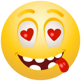 Adorable Heart-Eyed Emoji Clipart Expressing Playful Love and Excitement