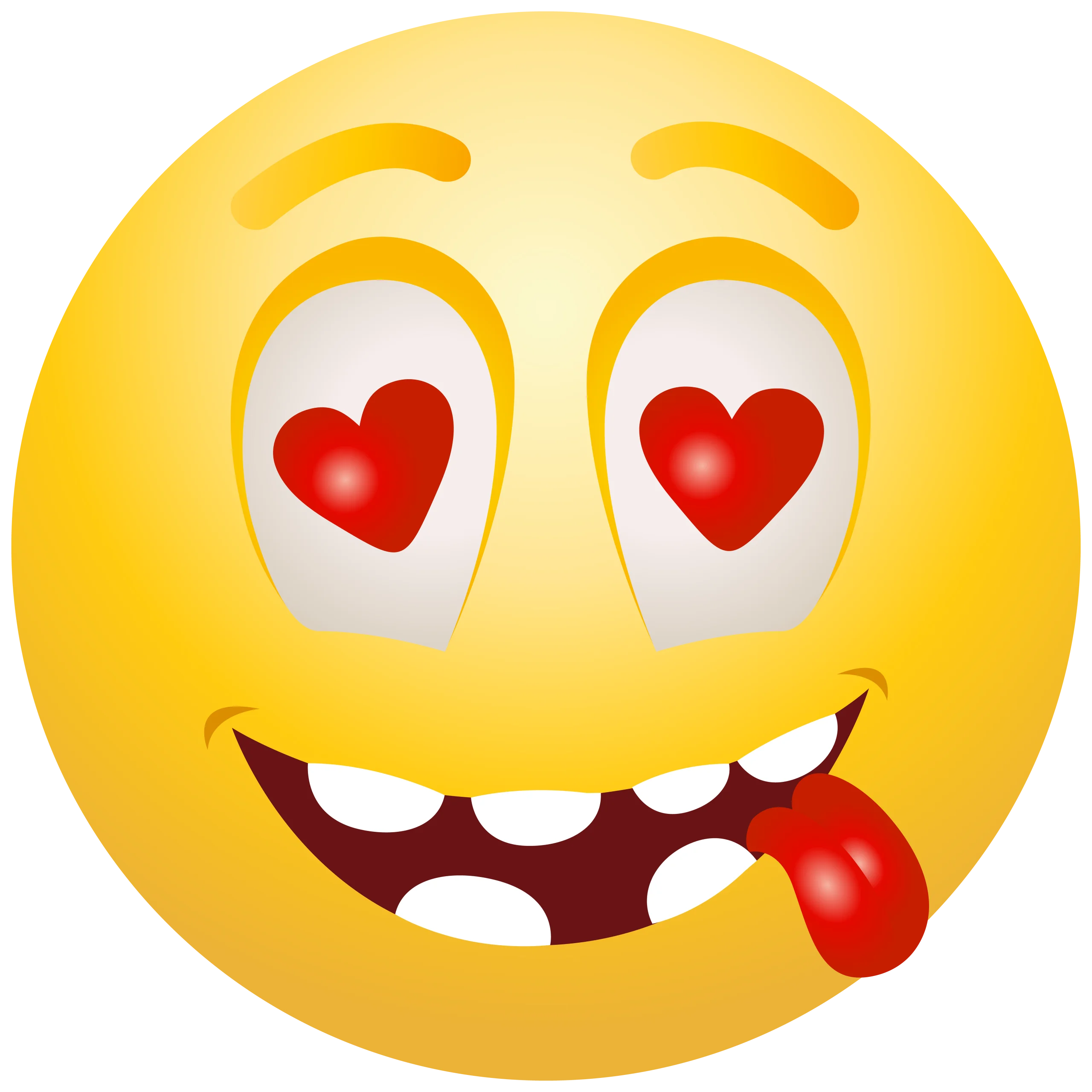 Adorable Heart-Eyed Emoji Clipart Expressing Playful Love and Excitement
