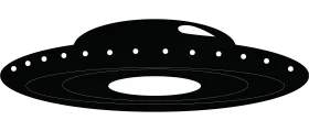 Classic Flying Saucer UFO Silhouette Monochrome Clipart Design
