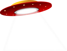 Classic Red and Yellow Saucer-Shaped Extraterrestrial Spacecraft Clipart Design