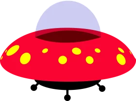 Classic Retro Red Alien Spacecraft Cartoon UFO Clipart Design