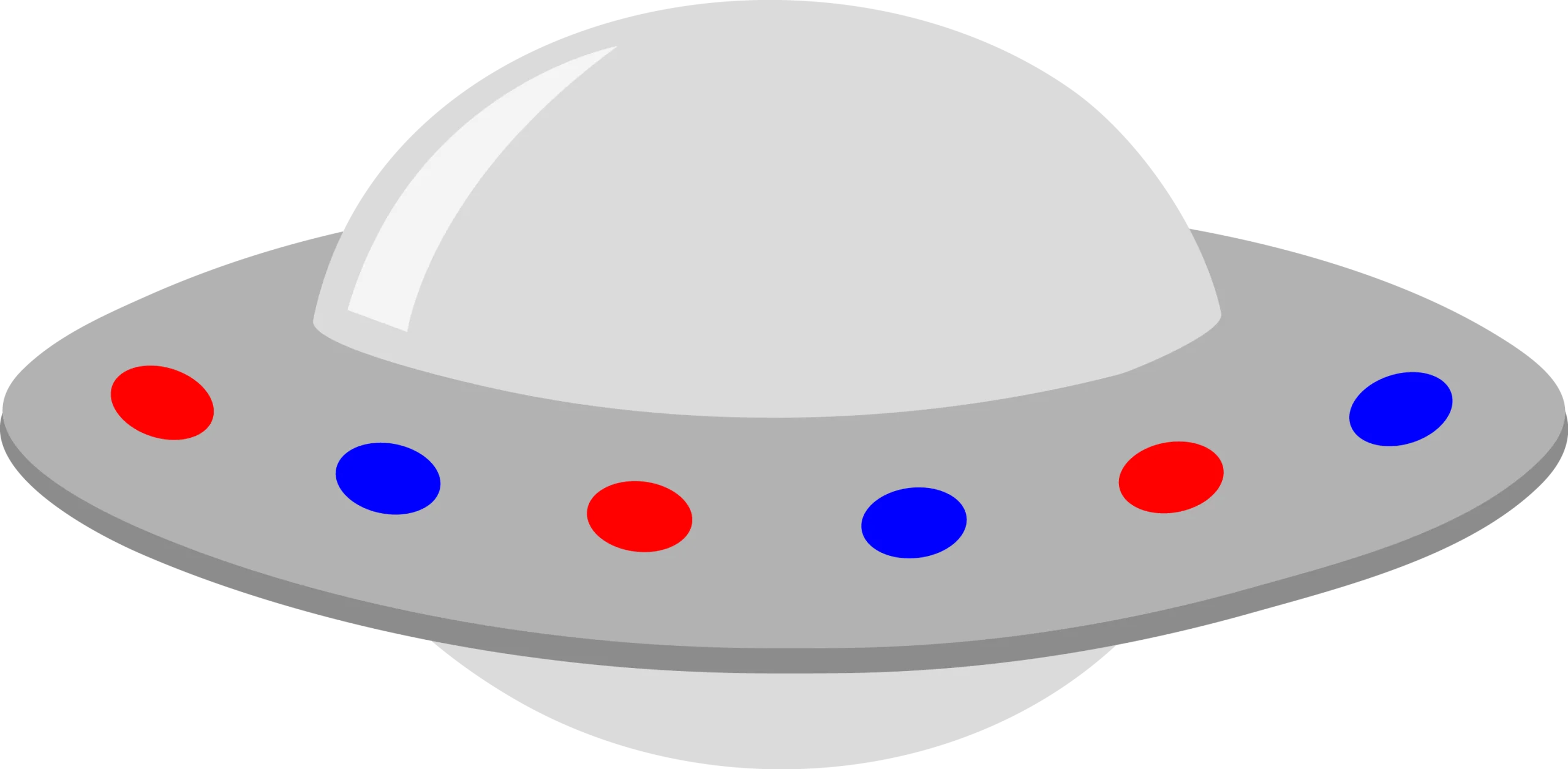 Classic Silver Flying Saucer UFO Clipart with Colorful Accent Lights