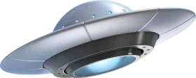 Classic Silver Metallic Flying Saucer UFO Clipart Illustration Design
