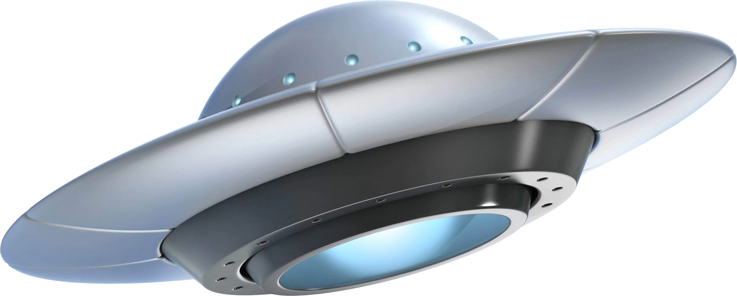Classic Silver Metallic Flying Saucer UFO Clipart Illustration Design