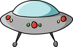 Classic Silver Saucer-Shaped Extraterrestrial UFO Clipart Illustration Design