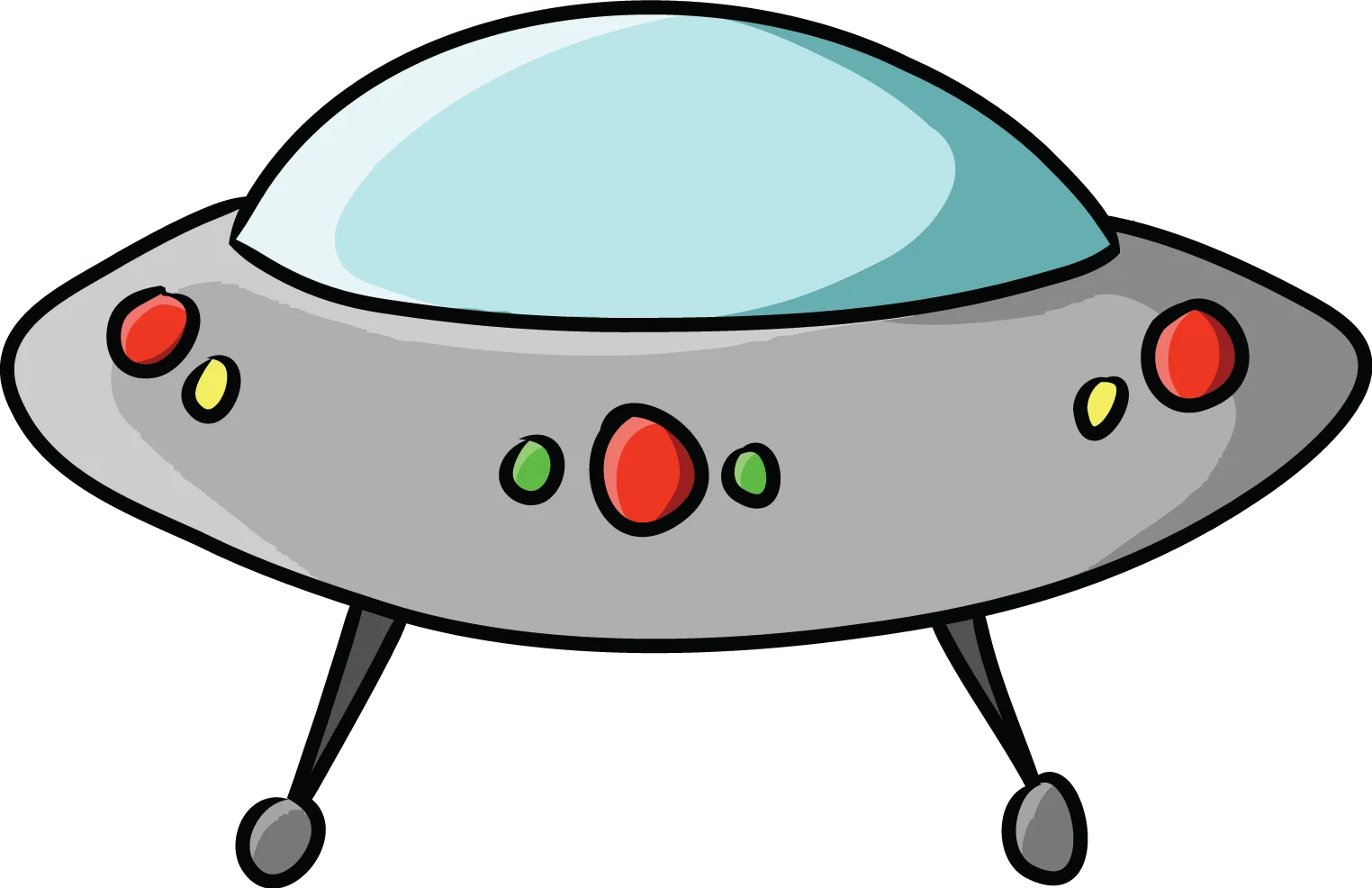 Classic Silver Saucer-Shaped Extraterrestrial UFO Clipart Illustration Design