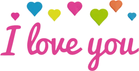 Colorful Hearts and Playful 'I Love You' Romantic Clipart Design