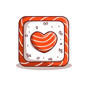Cute Kawaii Heart-Shaped Love Clipart Icon with Playful Striped Border