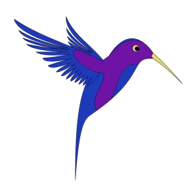 Elegant Blue and Purple Hummingbird Clipart Illustration with Dynamic Wing Design