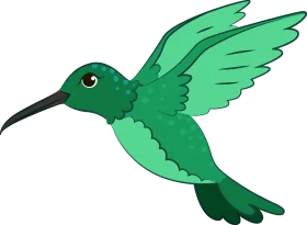 Elegant Green Hummingbird Clipart Illustration with Delicate Wing Movement