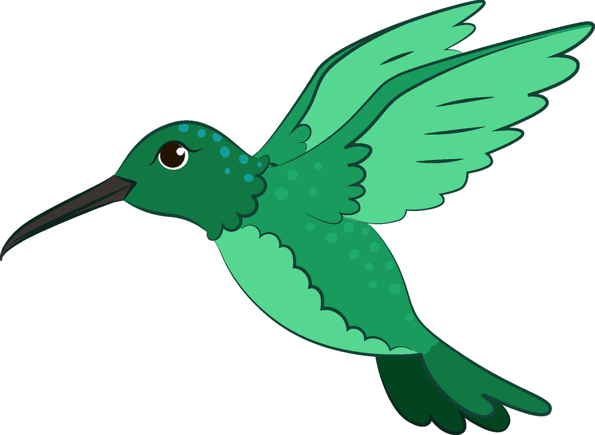 Elegant Green Hummingbird Clipart Illustration with Delicate Wing Movement