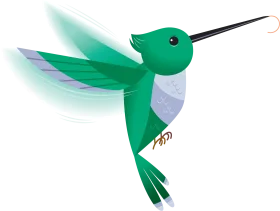 Elegant Green Hummingbird Clipart with Dynamic Wing Movement and Sleek Design